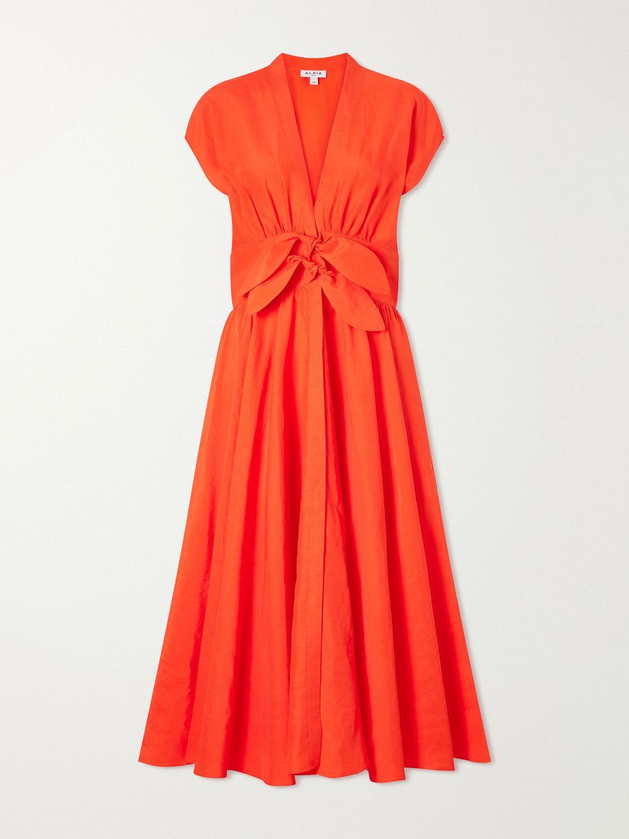 knotted woven midi dress