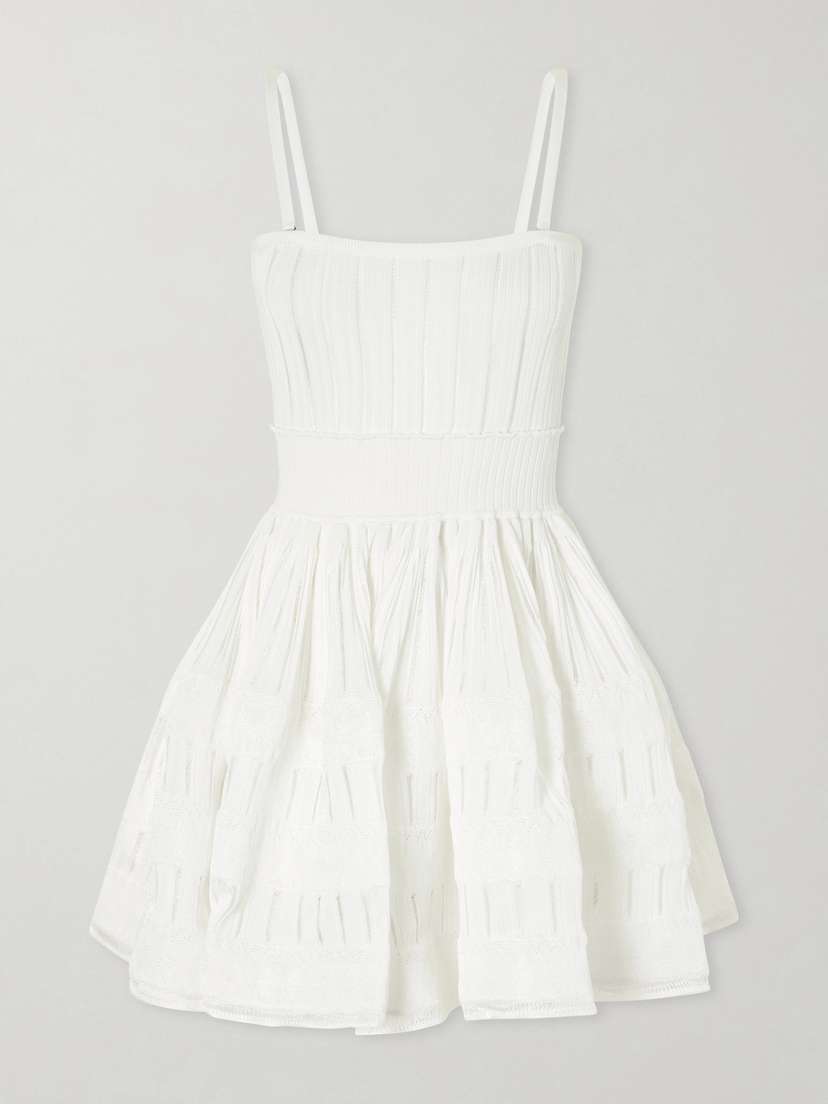 Alaïa Tiered Pointelle-knit Mini Dress