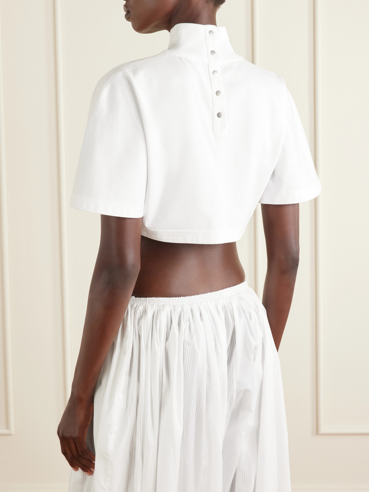 Alaïa - Cropped Cotton-Jersey Turtleneck T-Shirt