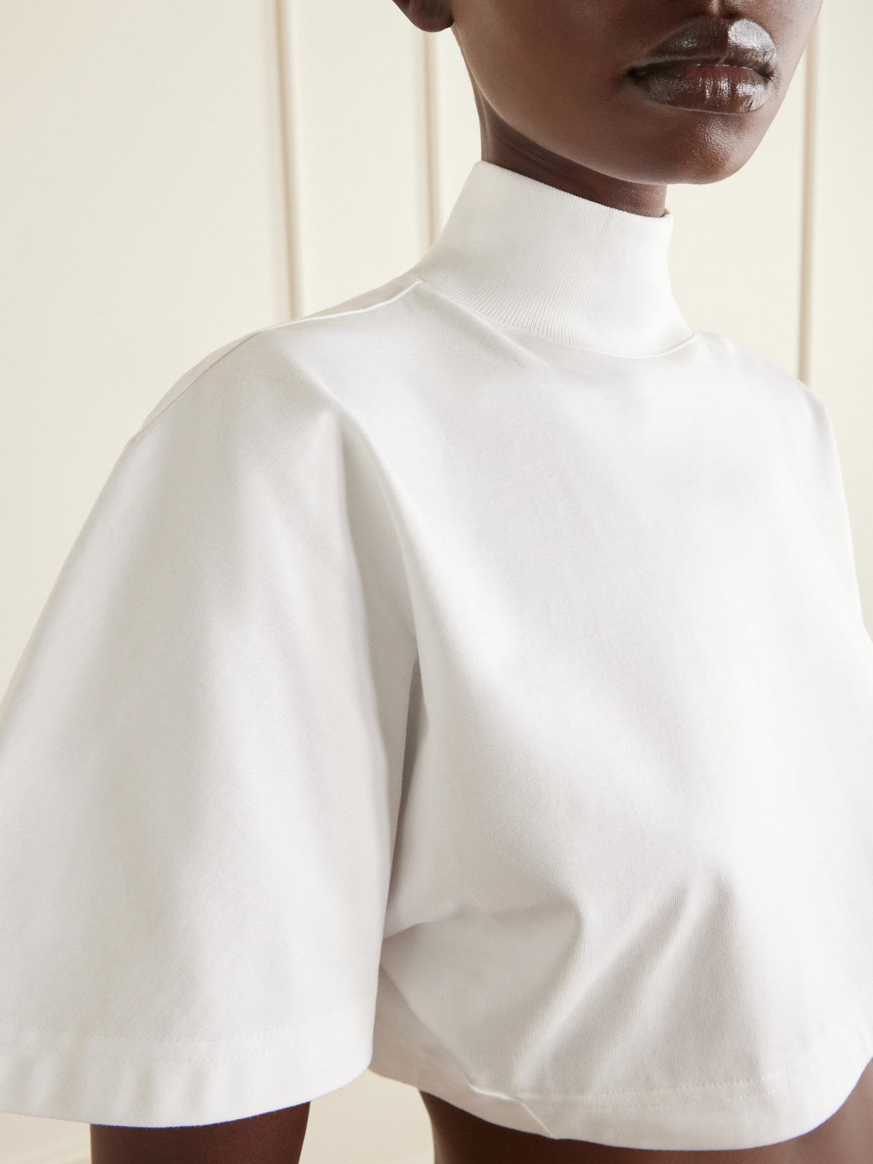 Alaïa - Cropped Cotton-Jersey Turtleneck T-Shirt
