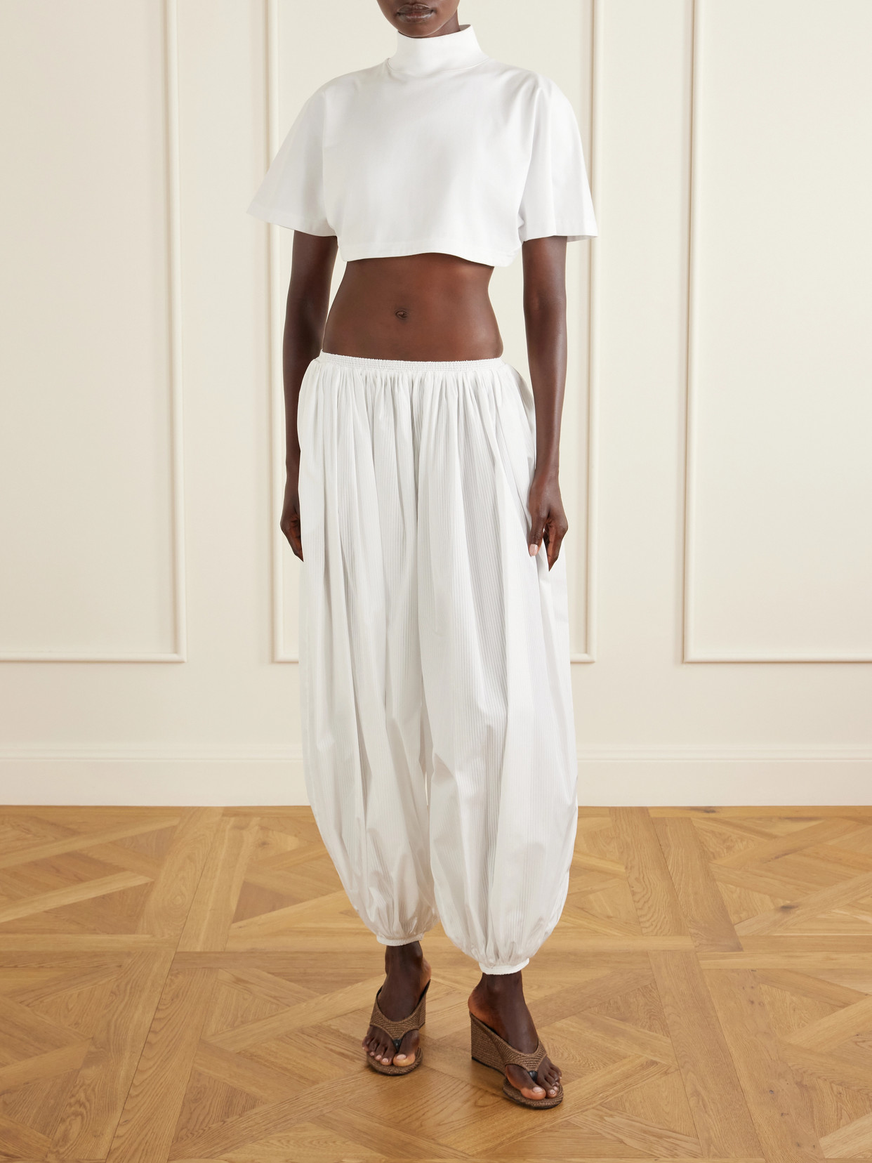 Alaïa - Cropped Cotton-Jersey Turtleneck T-Shirt