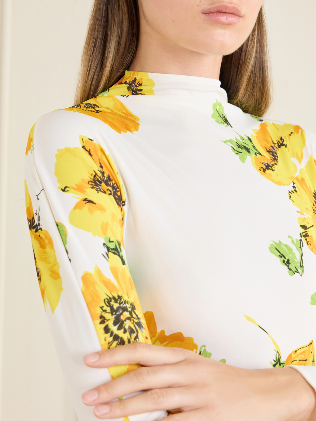 Alaïa Long-sleeved Patterned Bodysuit In White