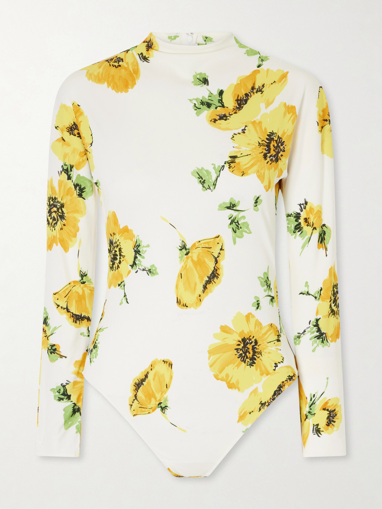 Alaïa Floral-print Jersey Bodysuit In White