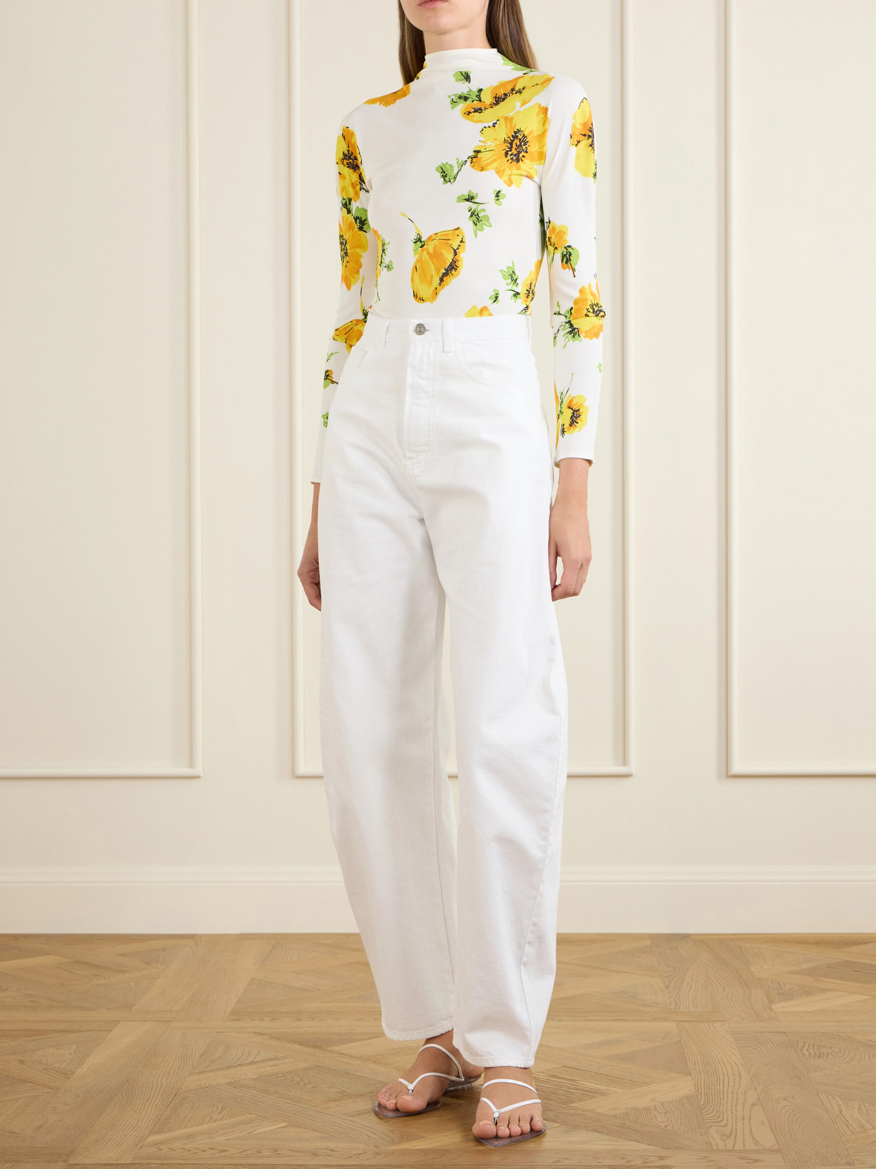 Alaïa Long-sleeved Patterned Bodysuit In White