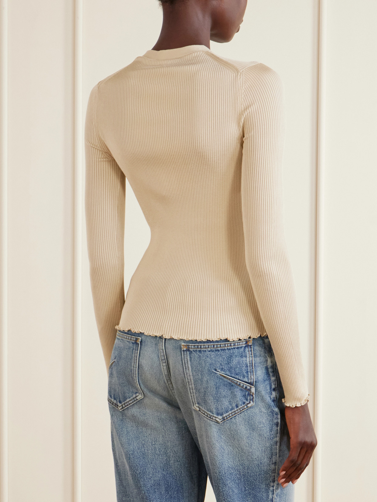 Alaïa Ribbed Silk-blend Top In Multi