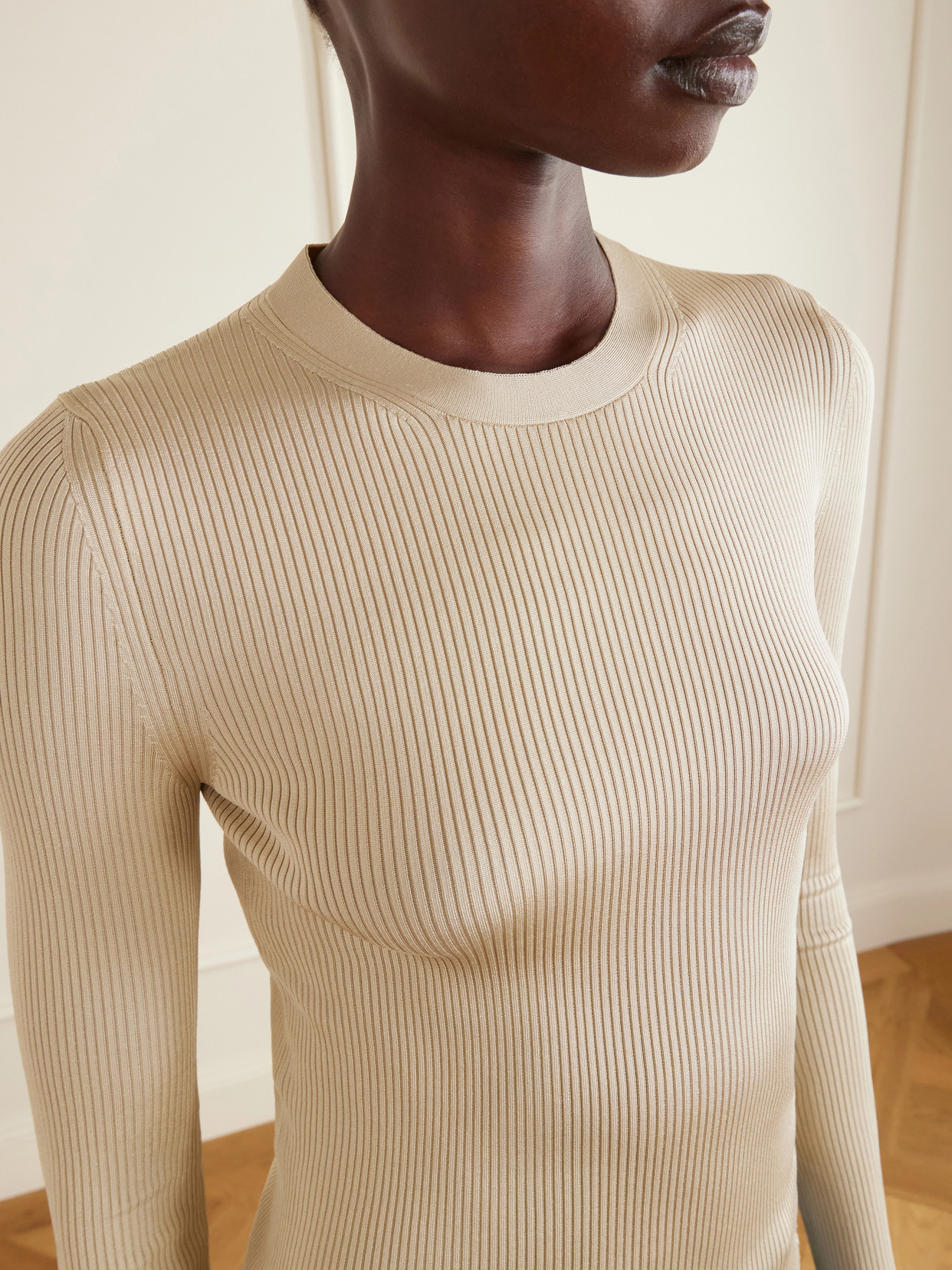 Alaïa Ribbed Silk-blend Top In Multi