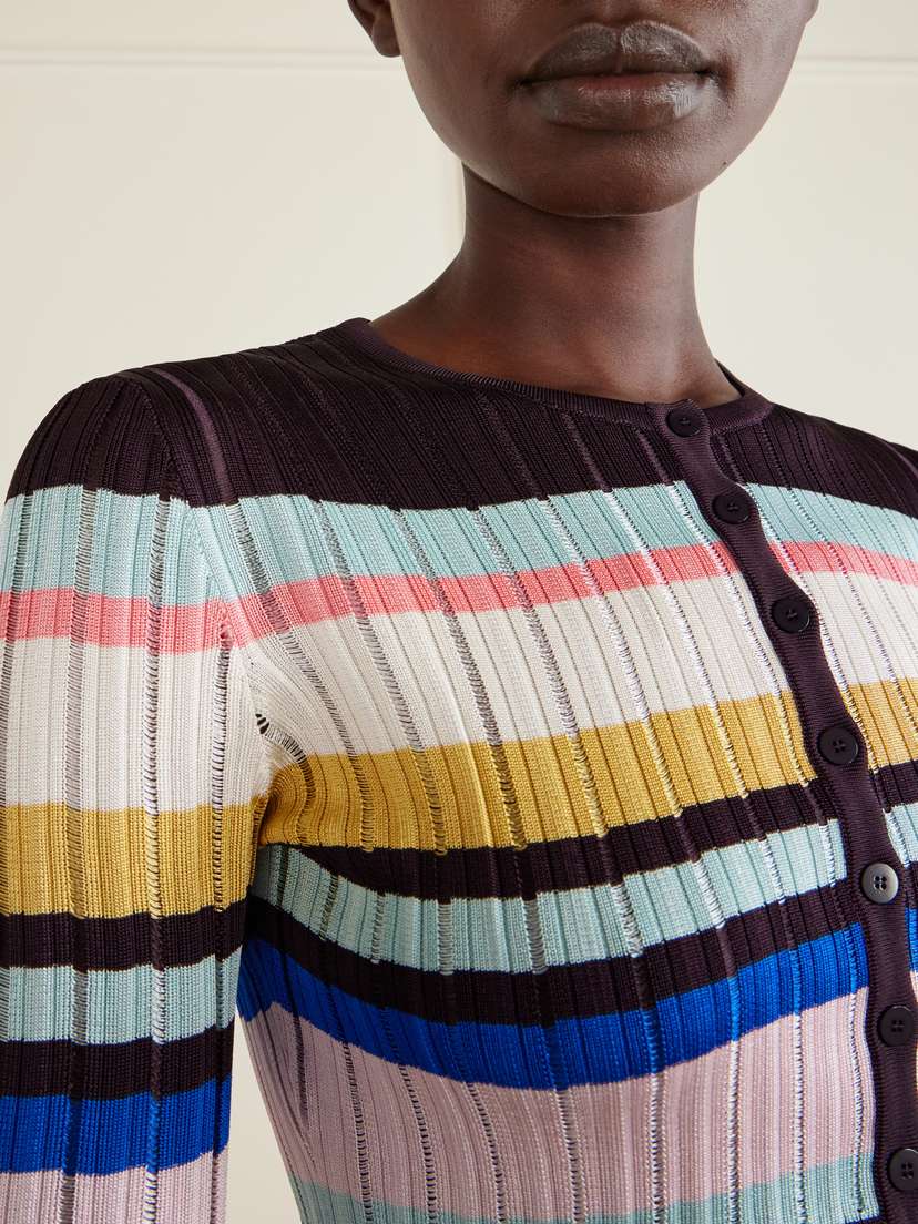 Alaïa Striped Cropped Jacquard Cardigan | Thumbnail 4