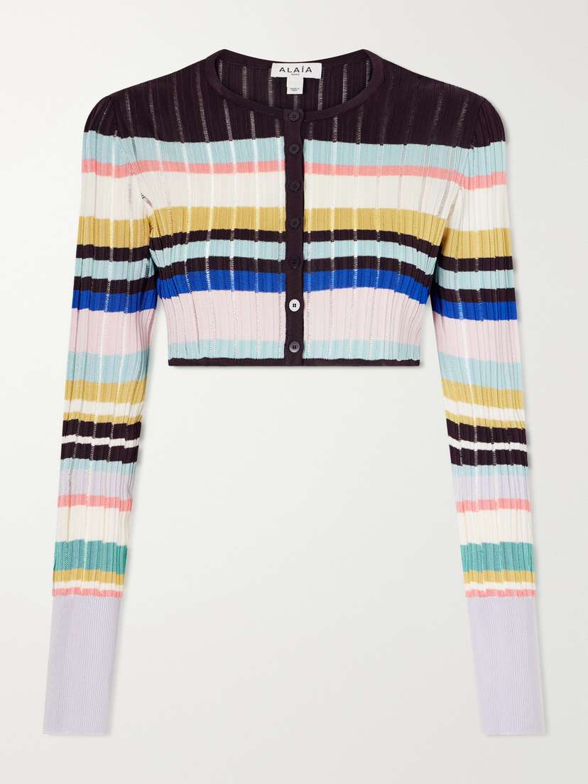 Alaïa Striped Cropped Jacquard Cardigan