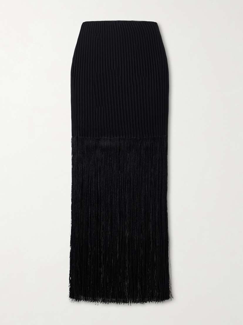 Alaïa Ribbed Fringed Jersey Midi Skirt | Thumbnail 5