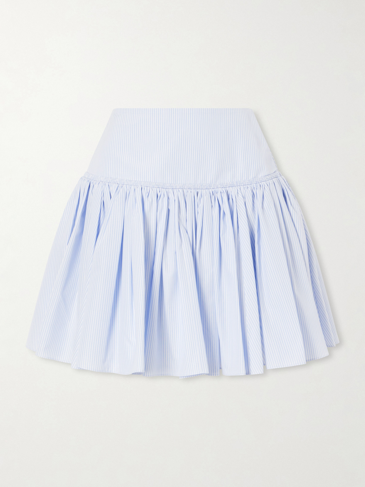 Alaïa Striped Ruffled Cotton-poplin Mini Skirt In Blue
