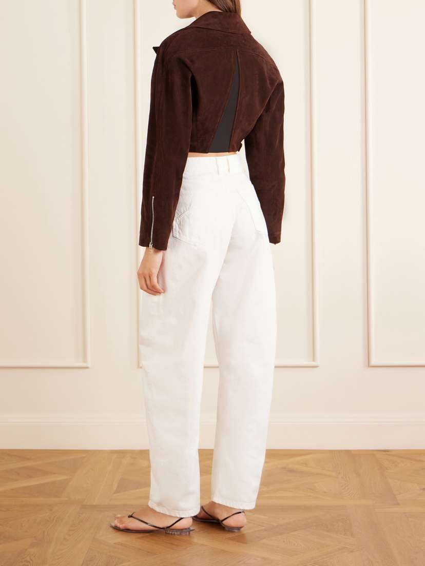 Alaïa Cropped Suede Biker Jacket | Thumbnail 3 Alaïa Cropped Suede Biker Jacket | Thumbnail 3