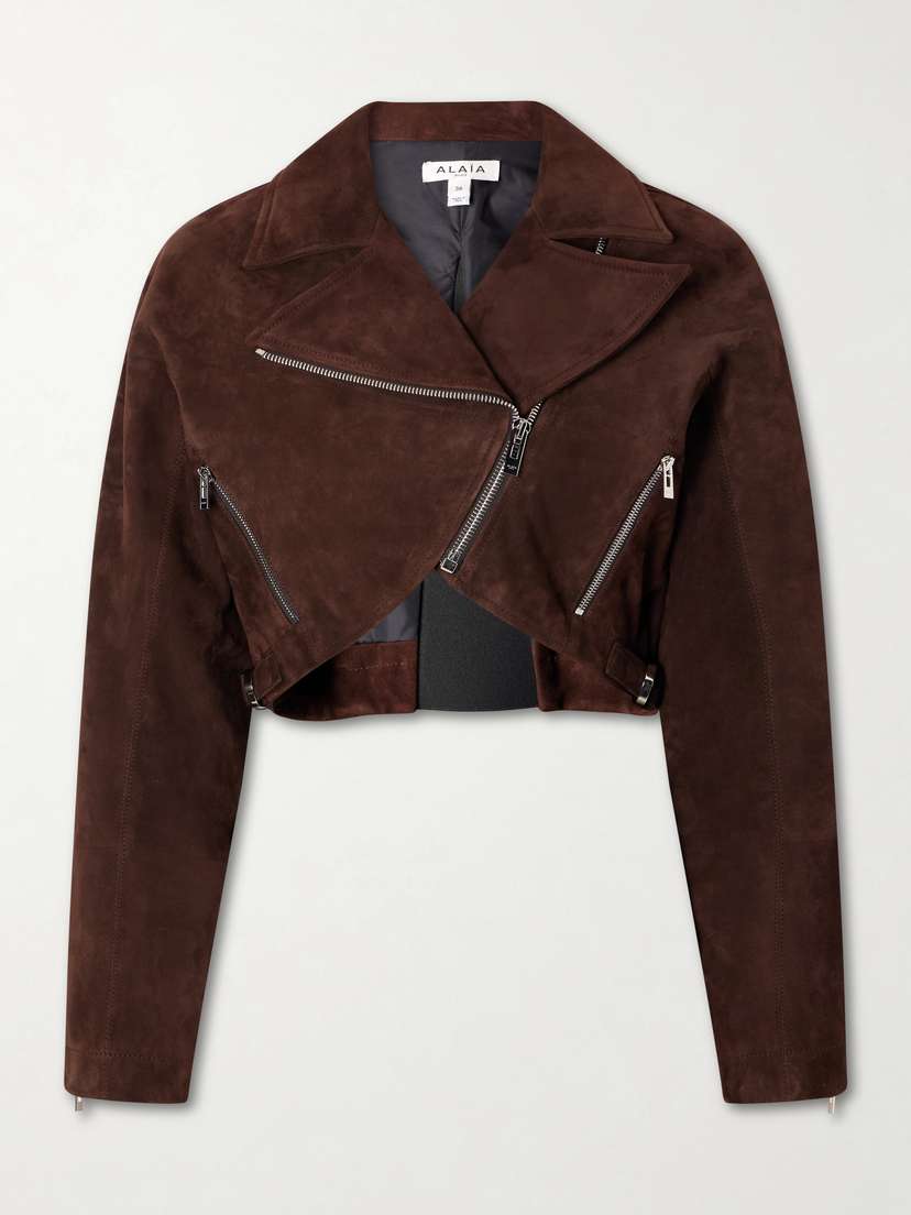Alaïa Cropped Suede Biker Jacket - Women's Clothing