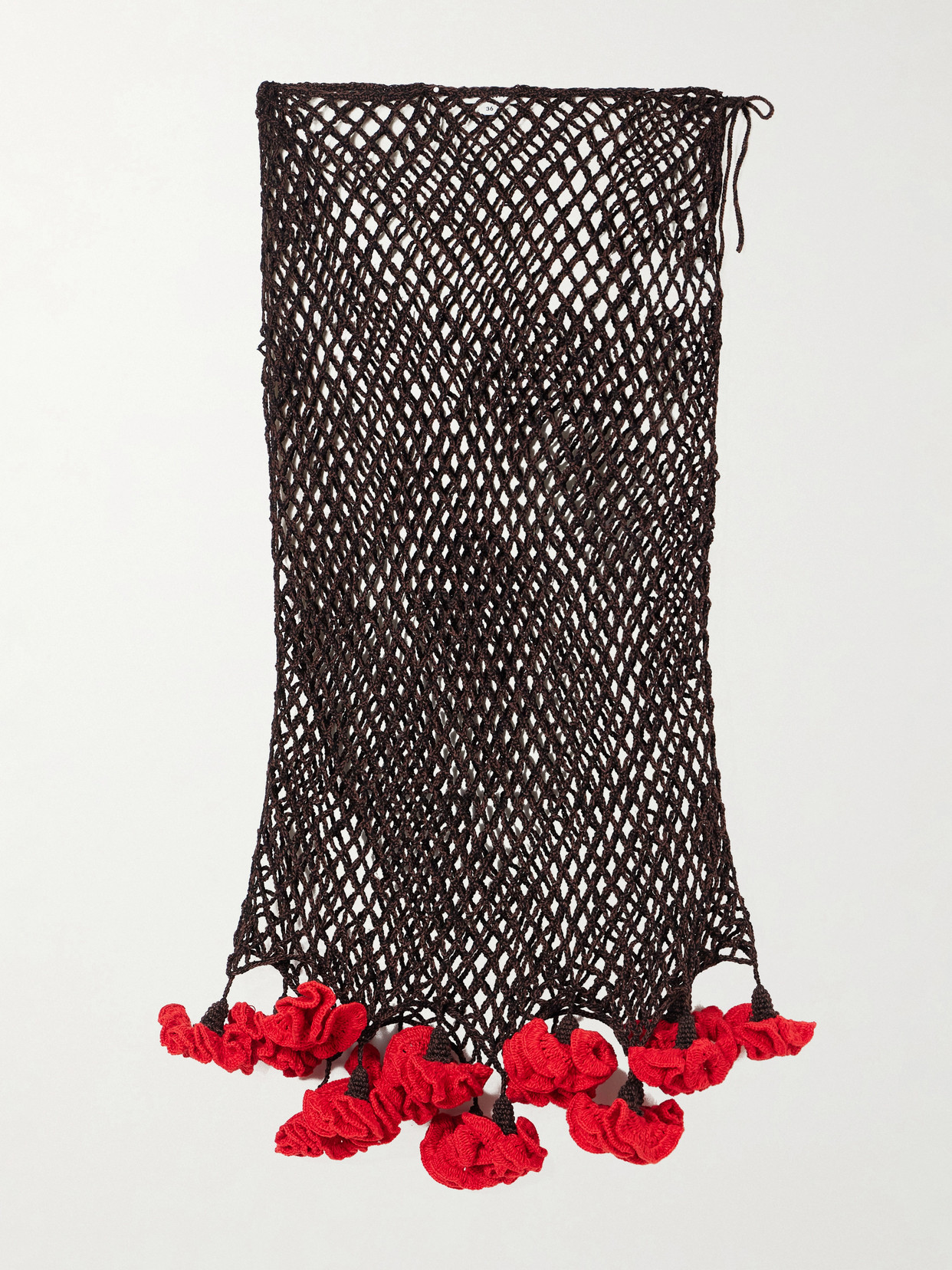 Alaïa Embellished Crocheted Midi Skirt In Brown