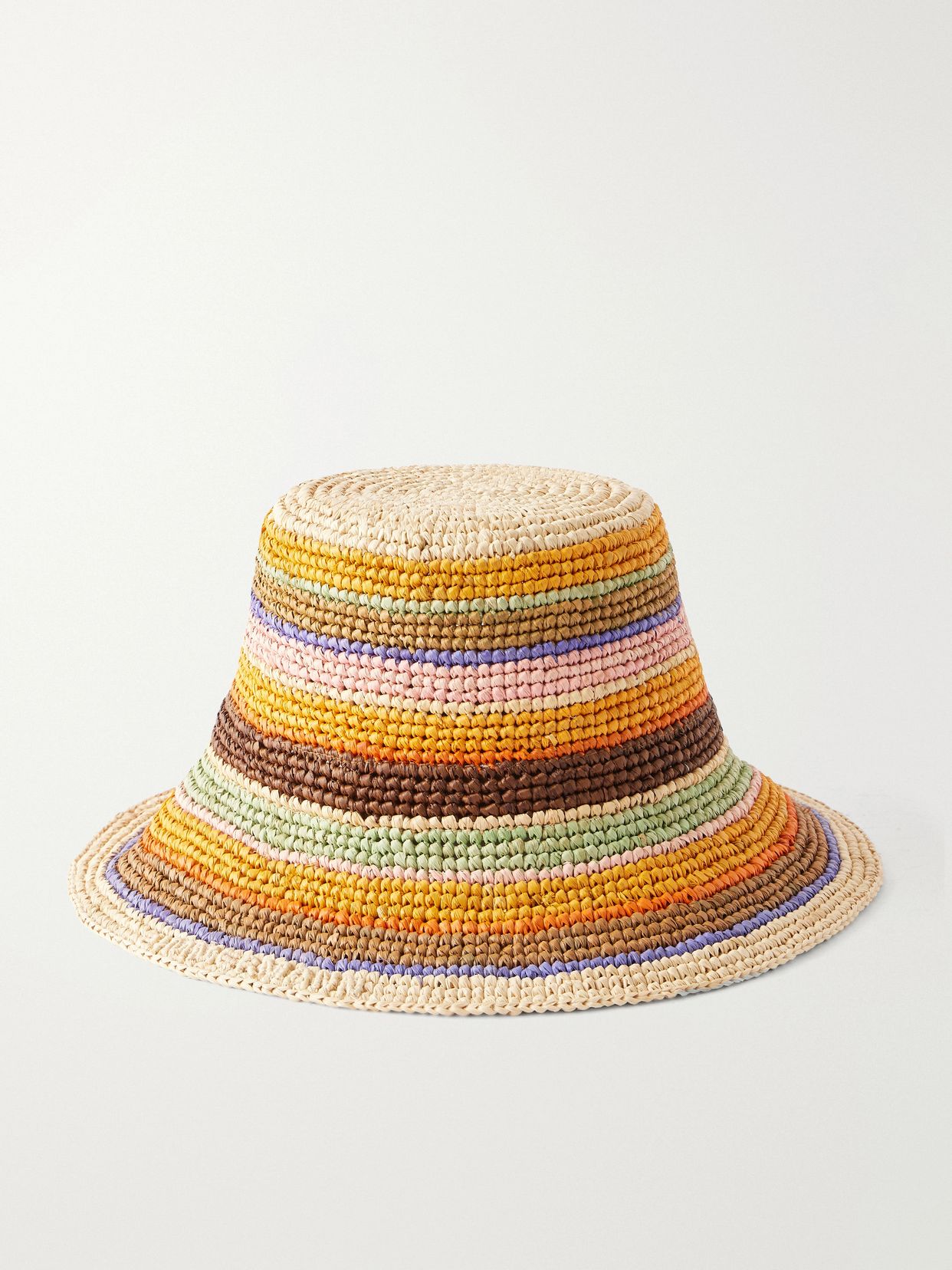 Striped raffia bucket hat