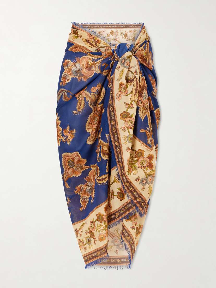 Zimmermann Frayed Printed Cotton Pareo
