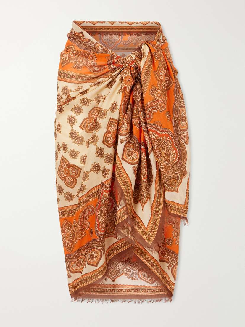 Zimmermann Frayed Printed Cotton Pareo