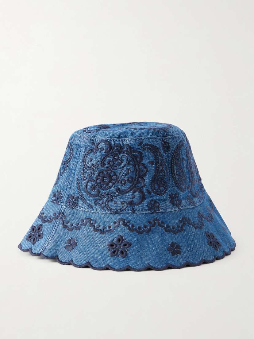 Zimmermann Embroidered Denim Bucket Hat