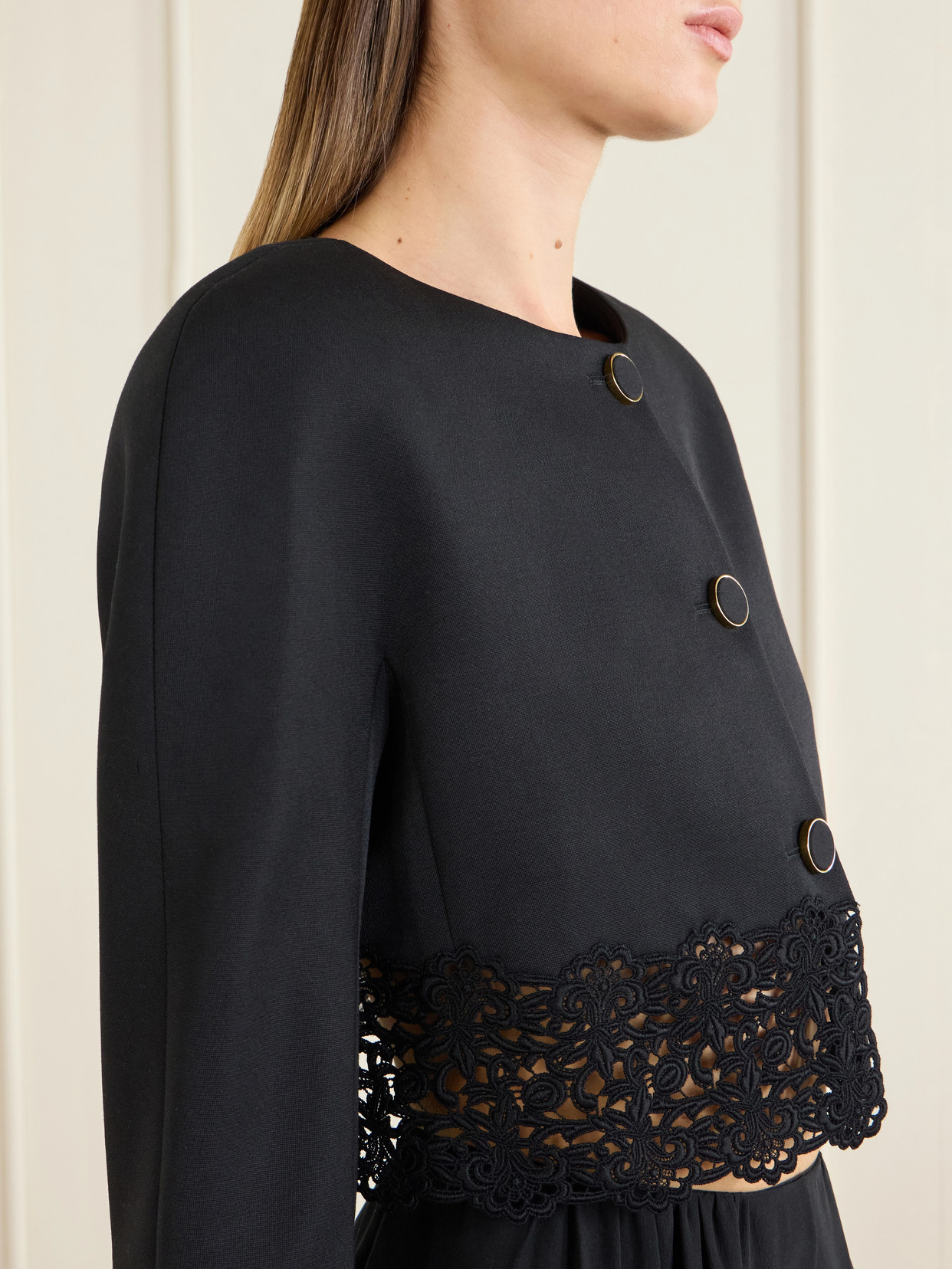 Chloé - Lace-Embroidered Wool Evening Jacket