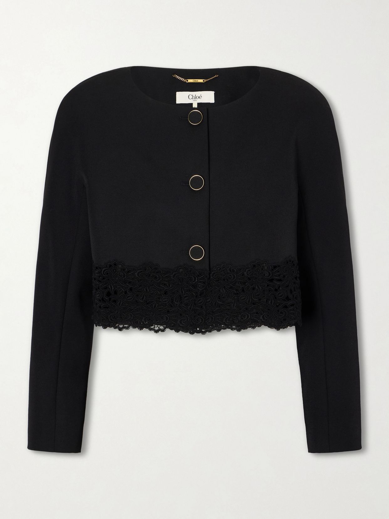 lace embroidered wool evening jacket