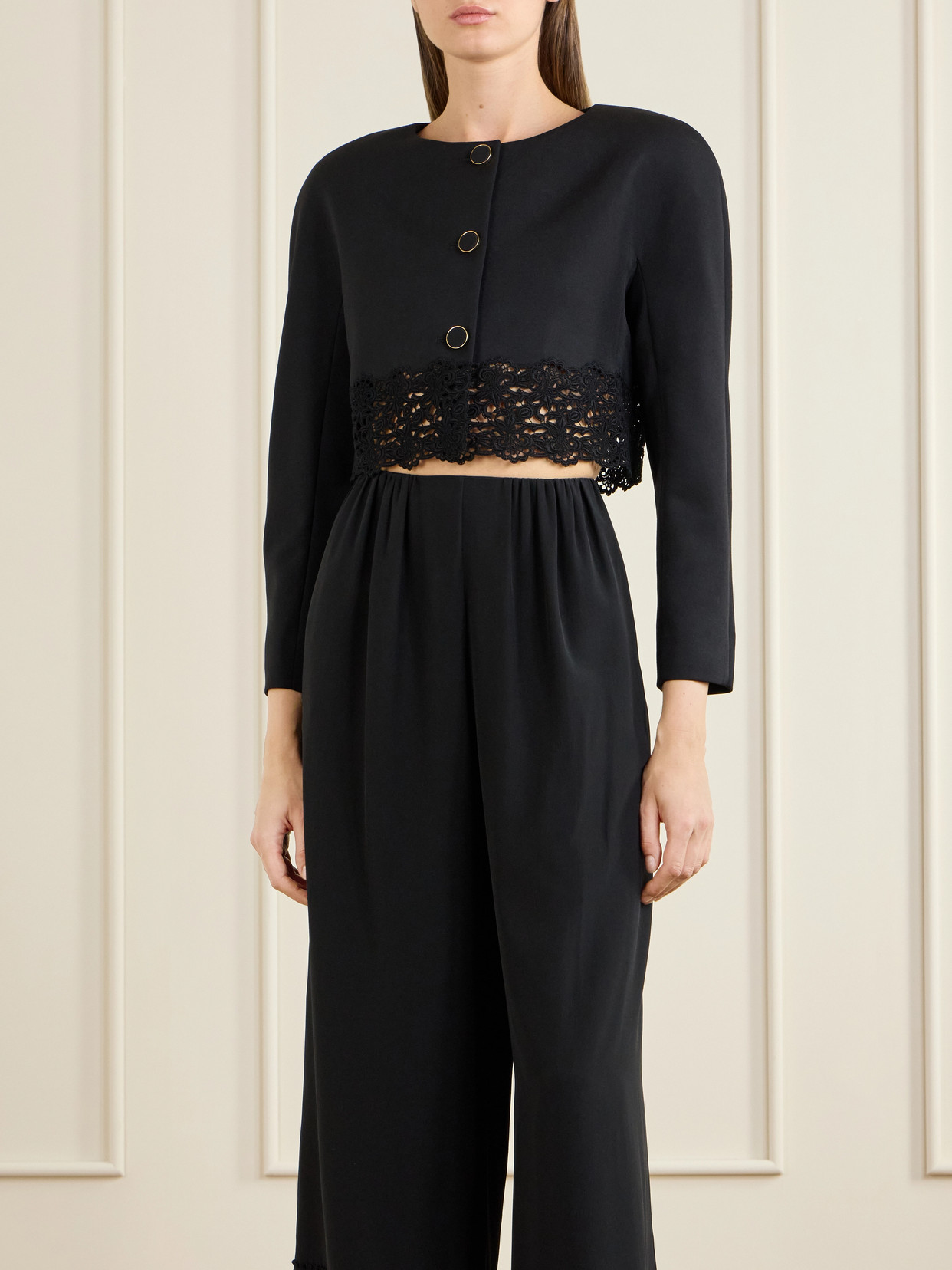 Chloé - Lace-Embroidered Wool Evening Jacket