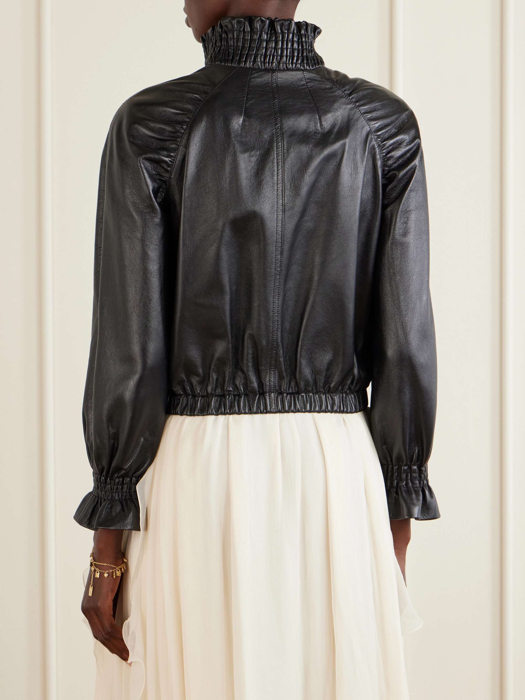 CHLOÉ Shirred leather jacket | NET-A-PORTER