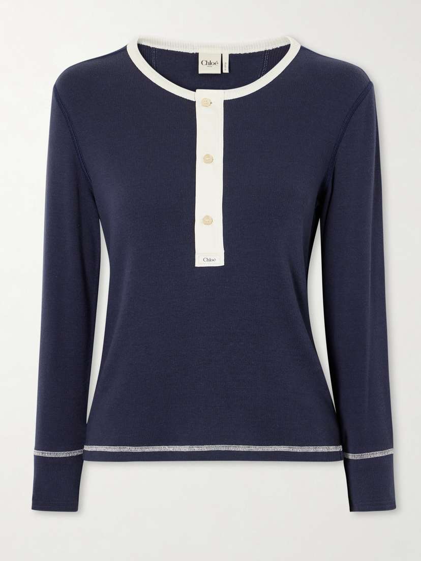 Chloé Ribbed Cotton-jersey Shirt | Thumbnail 5 Chloé Ribbed Cotton-jersey Shirt | Thumbnail 5