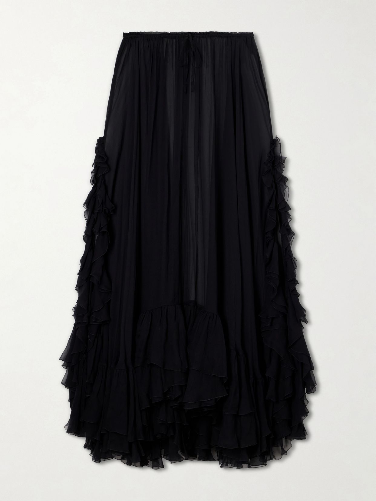 Ruffled silk-crepon maxi skirt