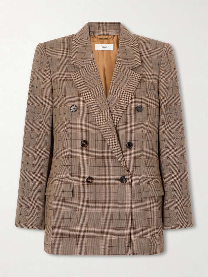 Chloé Double-breasted Checked Wool Blazer - Women's Clothing