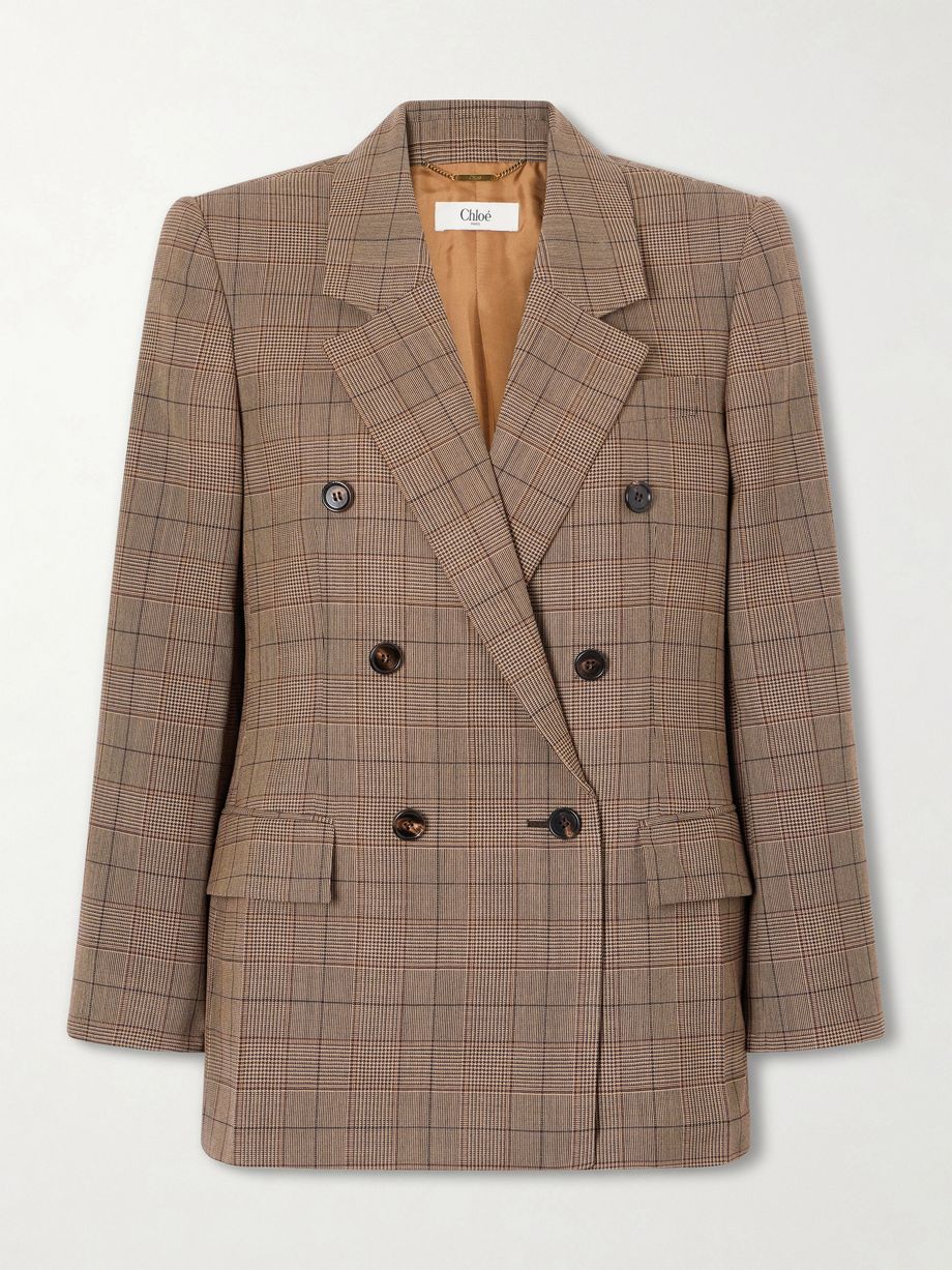 Double-breasted checked wool blazer