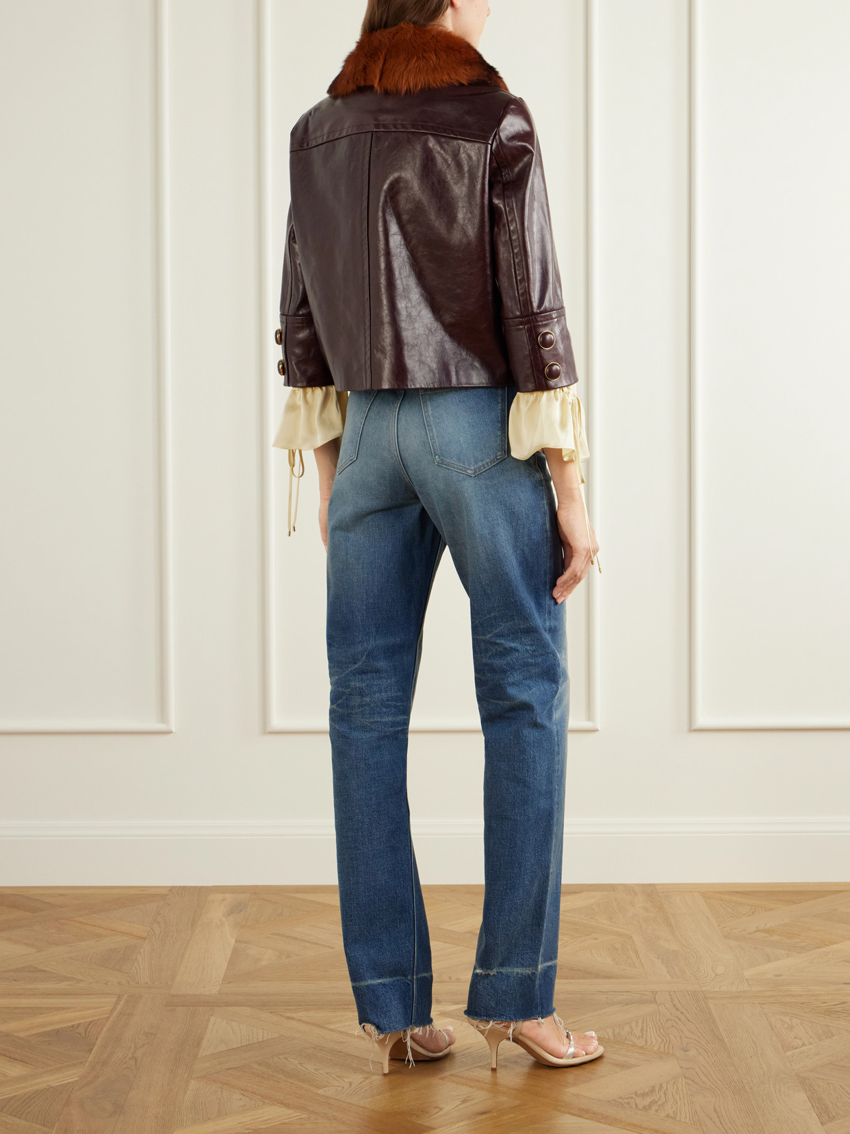 Chloé - Cropped Shearling-Trimmed Jacket