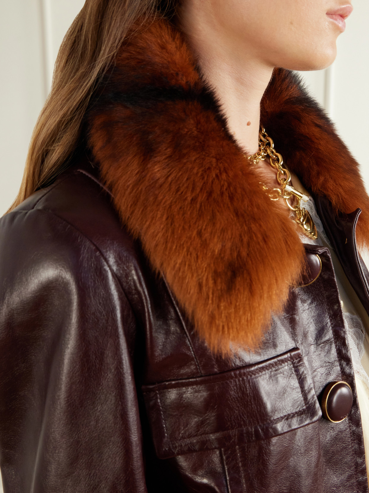 Chloé - Cropped Shearling-Trimmed Jacket