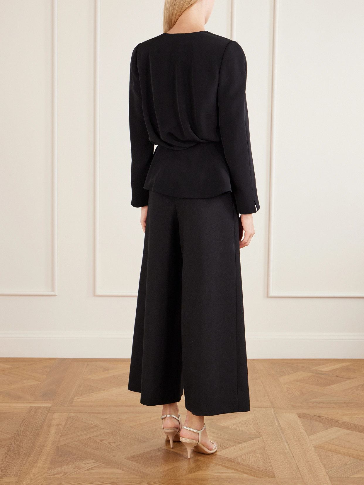 Chloé Draped Top Gold Tone Hardware Peplum In Black