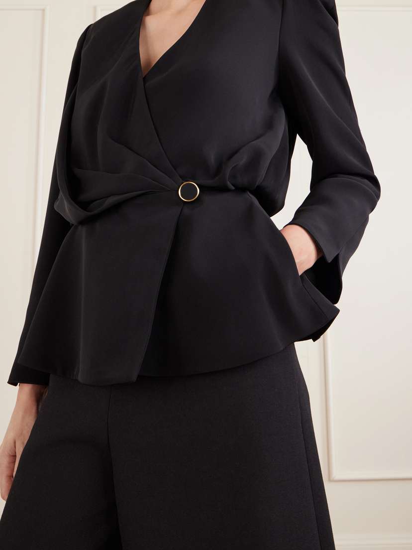 Chloé Gathered Faille Blouse | Thumbnail 4 Chloé Gathered Faille Blouse | Thumbnail 4