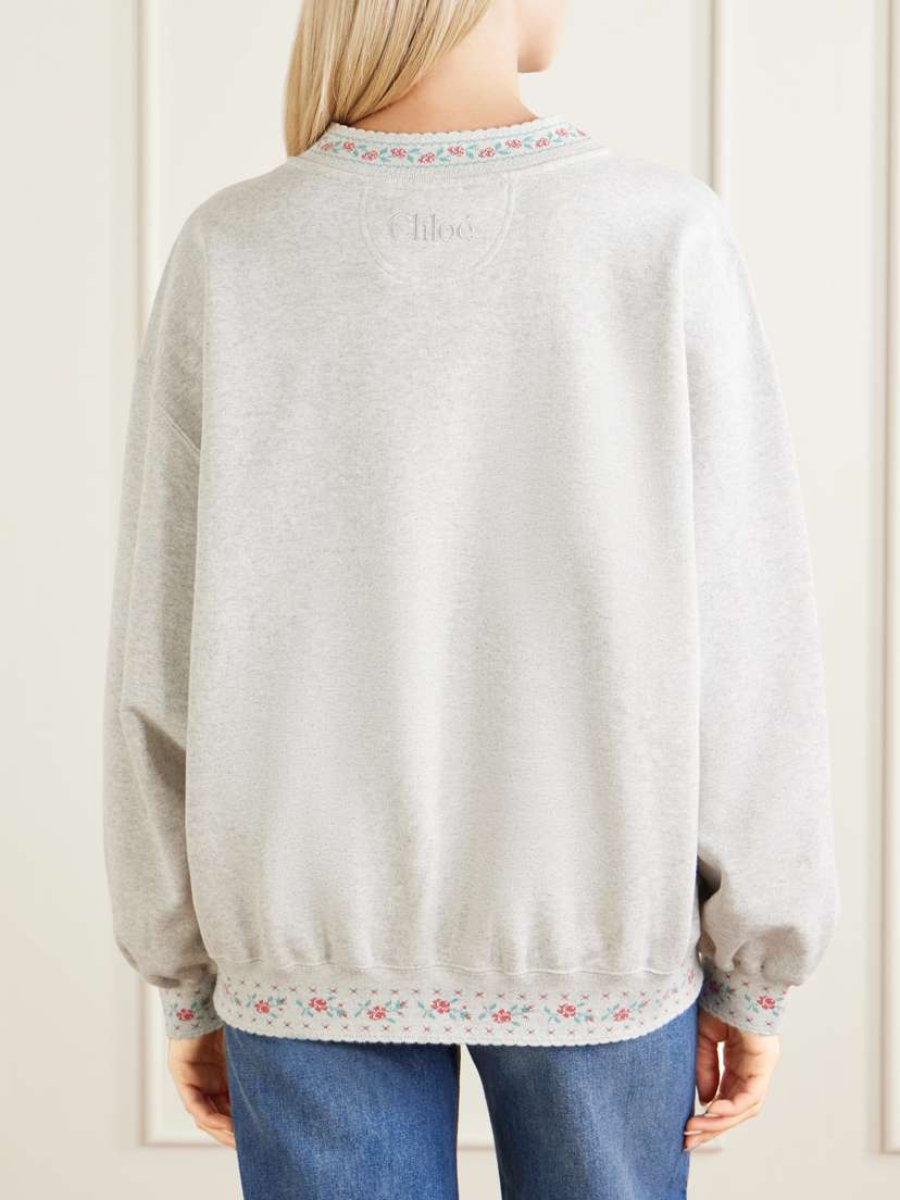 Chloé Logo-embroidered Scalloped Cotton-jersey Sweatshirt | Thumbnail 4
