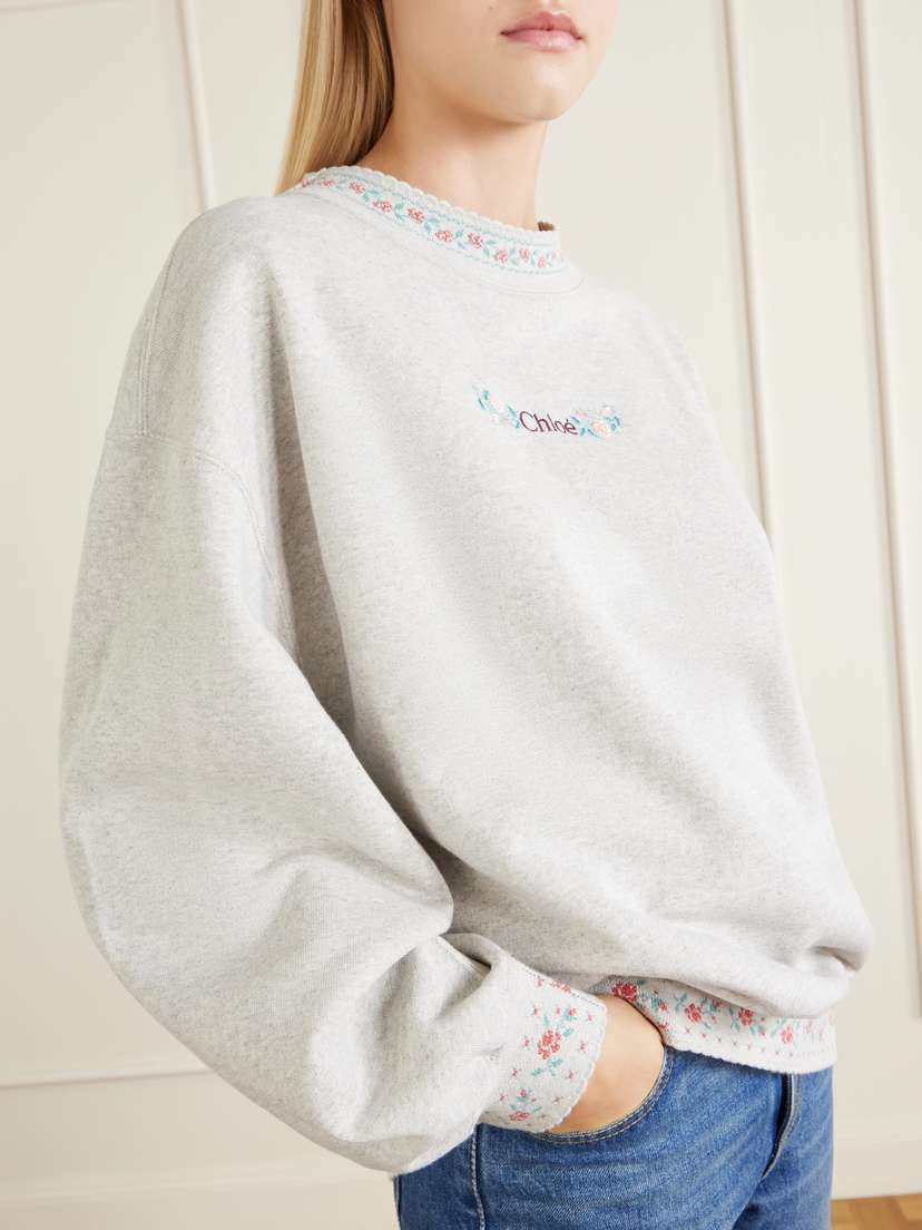 Chloé Logo-embroidered Scalloped Cotton-jersey Sweatshirt | Thumbnail 5