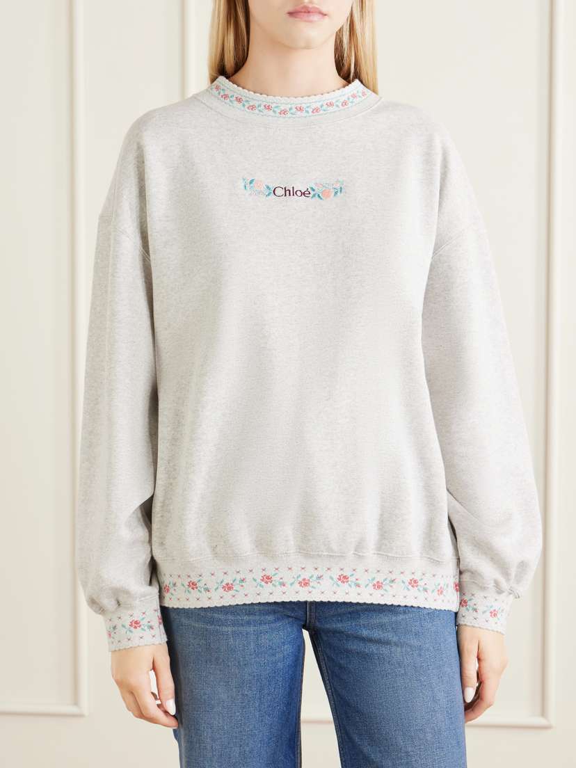 Chloé Logo-embroidered Scalloped Cotton-jersey Sweatshirt | Thumbnail 3
