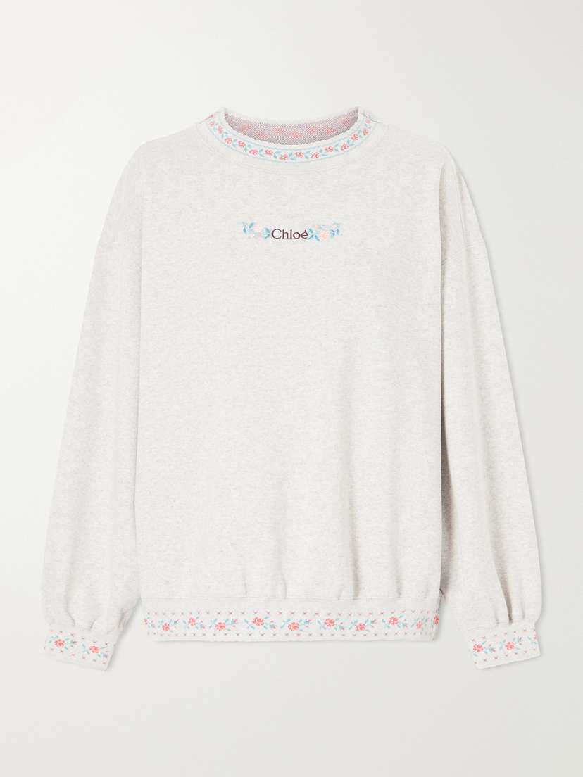Chloé Logo-embroidered Scalloped Cotton-jersey Sweatshirt
