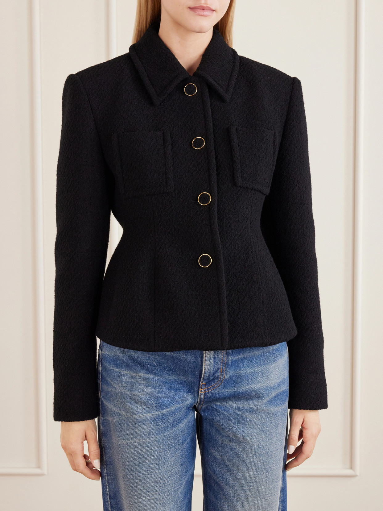 Chloé Wool-blend Bouclé Jacket In Black