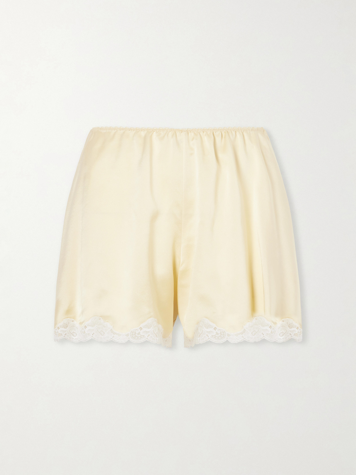 Chloé Lace-trimmed Silk-satin Shorts In Blue