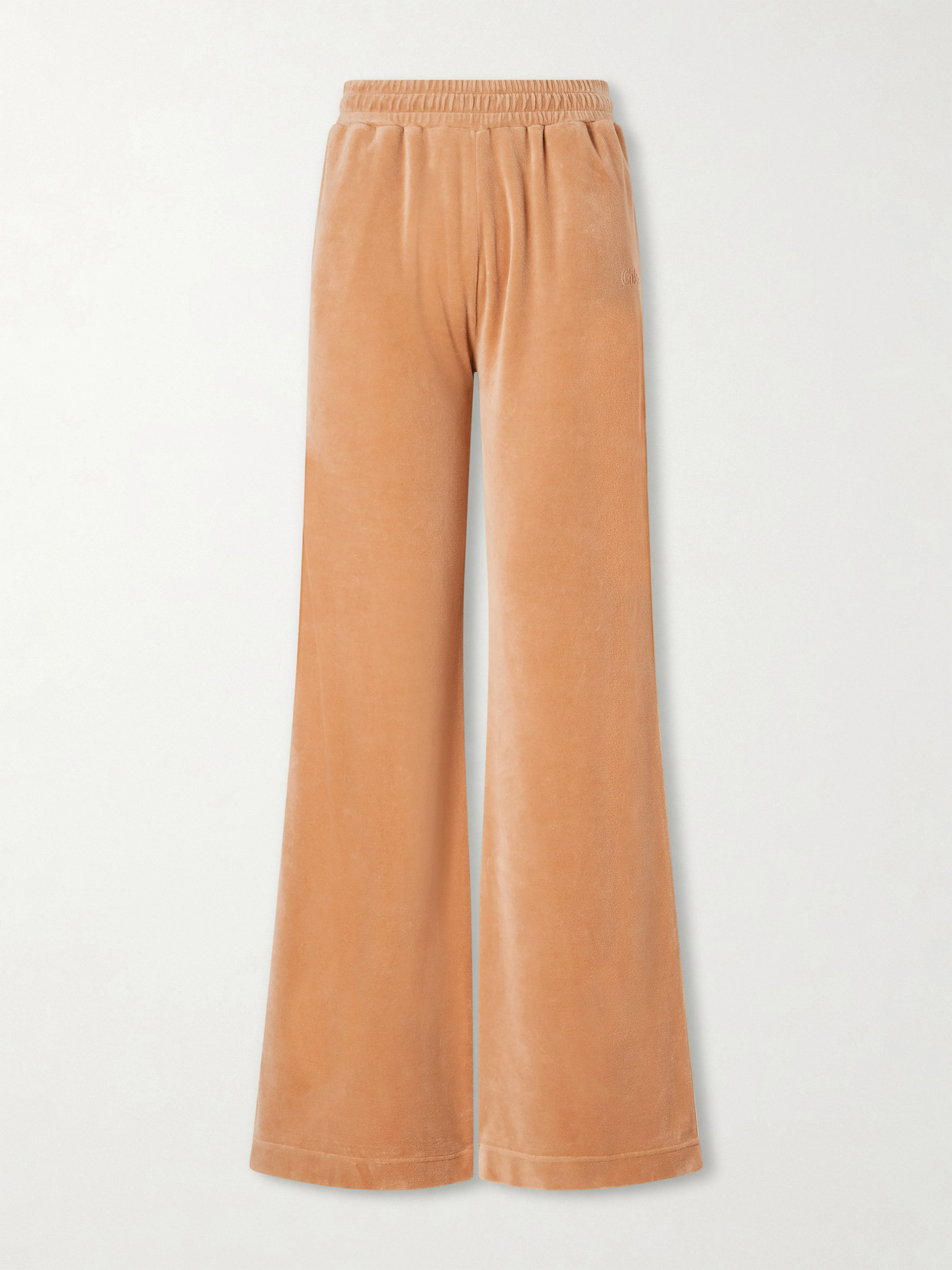 Chloé Wide-leg Cotton-blend Velvet Pants In Blue