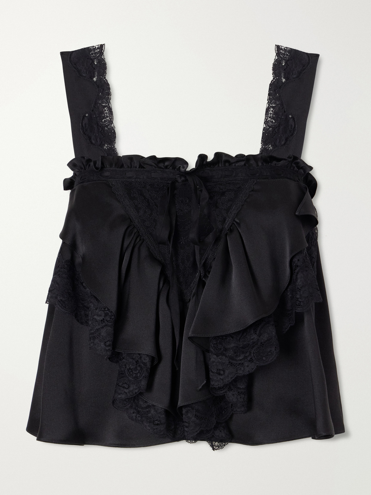 Chloé Lace-trimmed Silk-satin Cami In Black