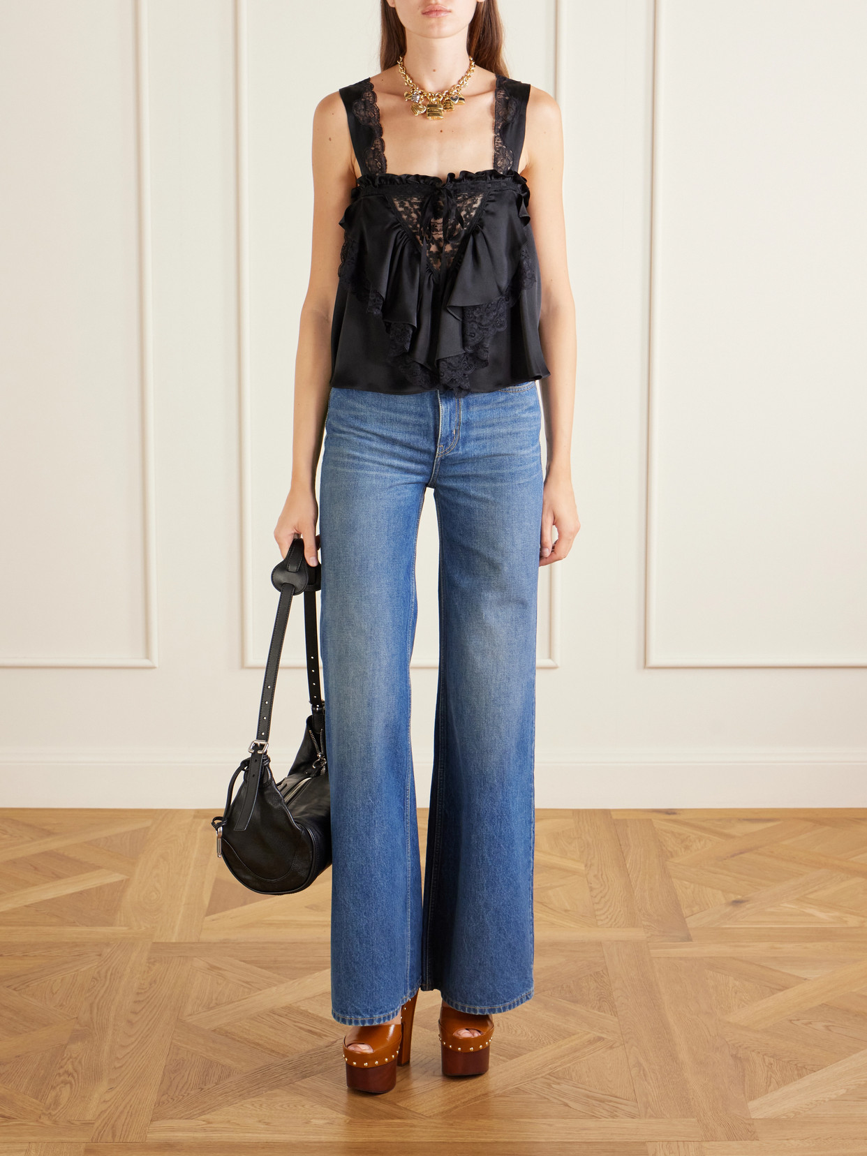 Chloé - Lace-Trimmed Silk-Satin Cami
