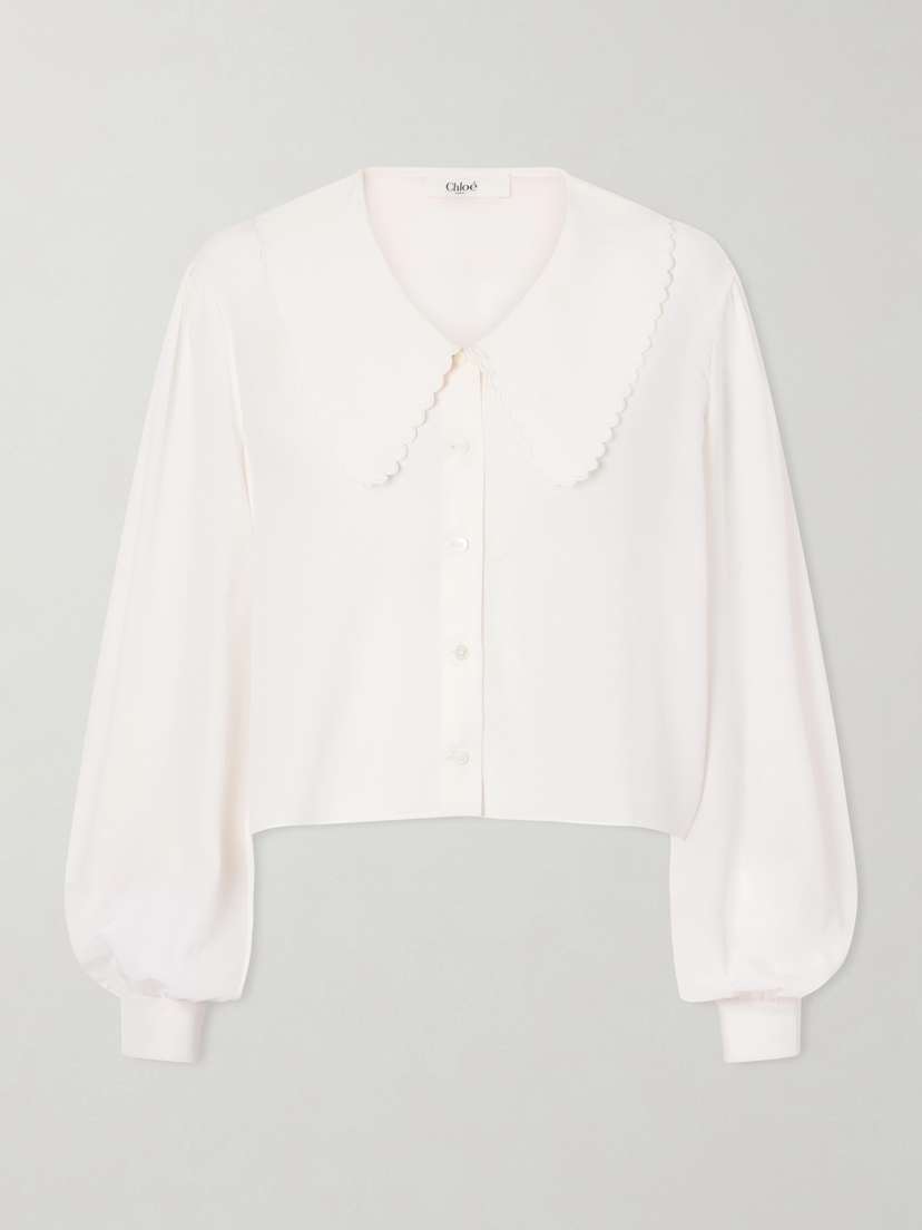 Chloé Cropped Silk-crepe De Chine Blouse | Thumbnail 6 Chloé Cropped Silk-crepe De Chine Blouse | Thumbnail 6