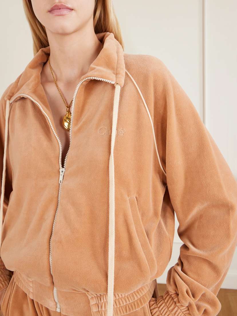 Chloé Logo-embroidered Cotton-blend Velvet Sweater | Thumbnail 5 Chloé Logo-embroidered Cotton-blend Velvet Sweater | Thumbnail 5