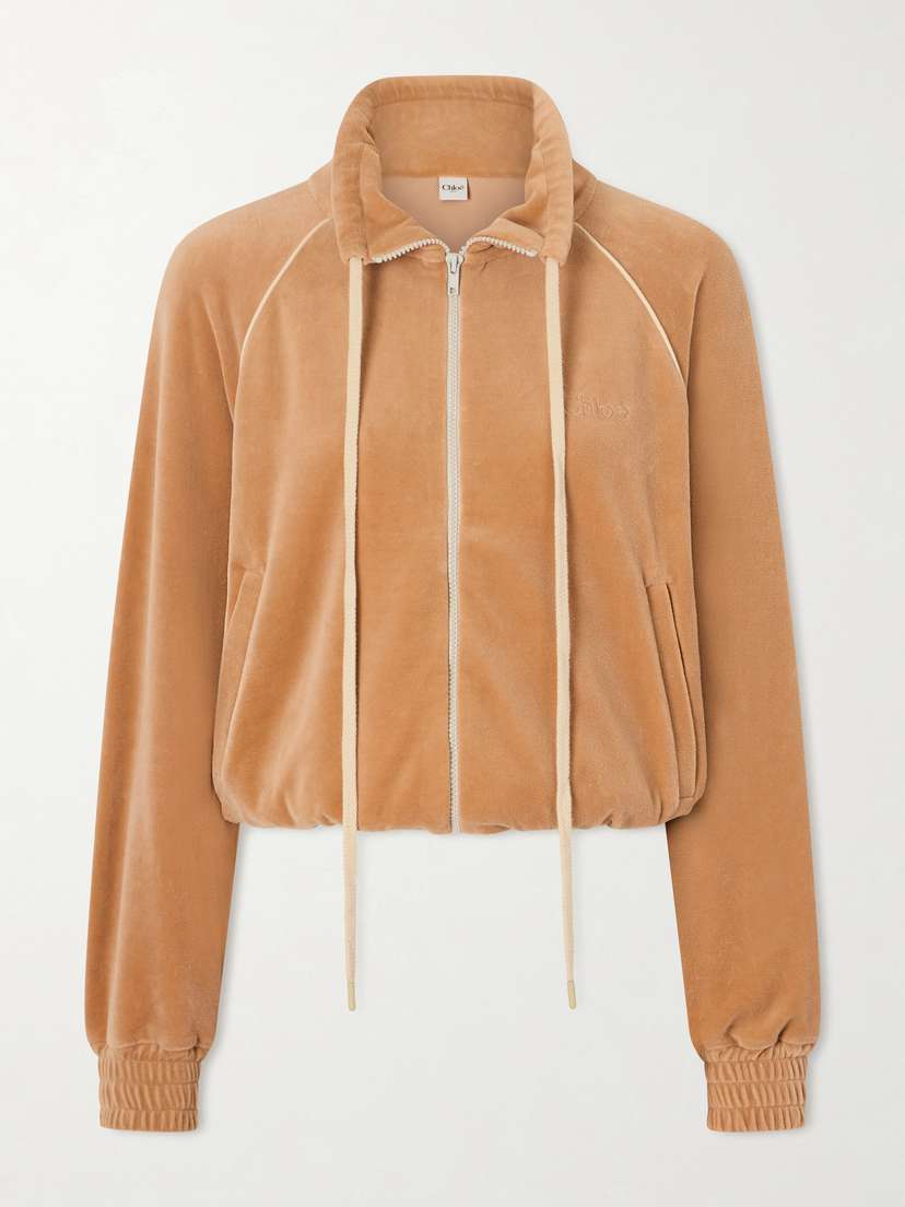 Chloé Logo-embroidered Cotton-blend Velvet Sweater - Women's Clothing