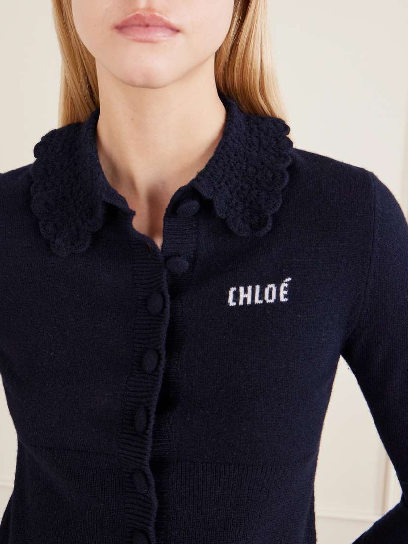 Chloé Logo-embroidered Wool Cardigan | Thumbnail 4 Chloé Logo-embroidered Wool Cardigan | Thumbnail 4