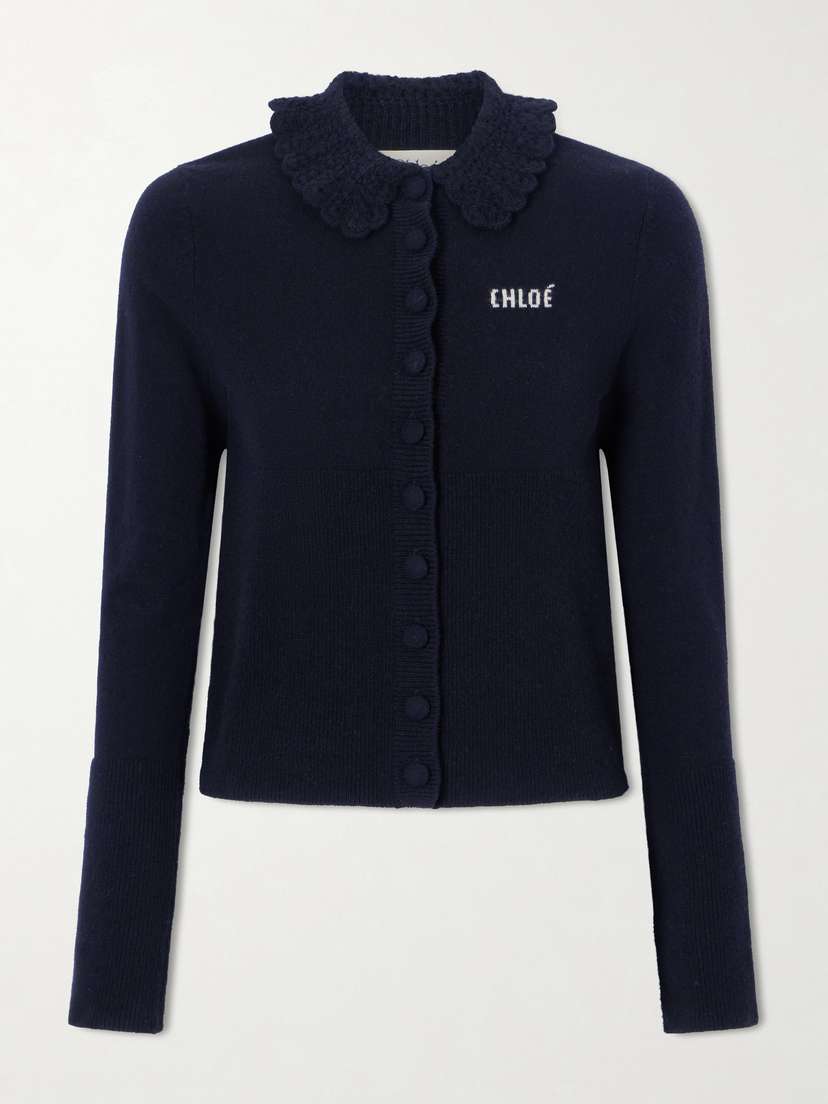 Chloé Logo Embroidered Wool Cardigan