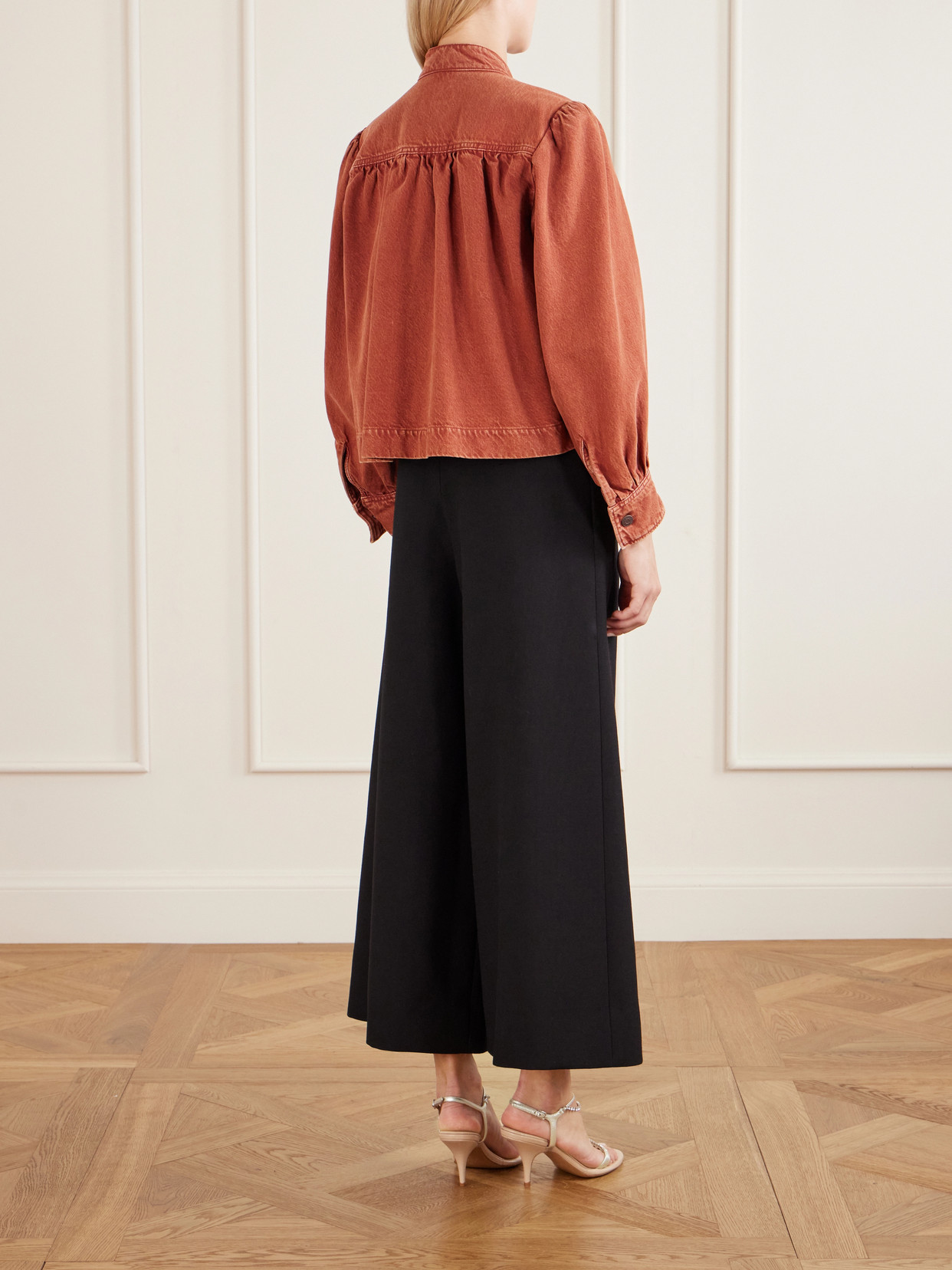 Chloé Logo Denim Jacket With Patch Pockets In Red