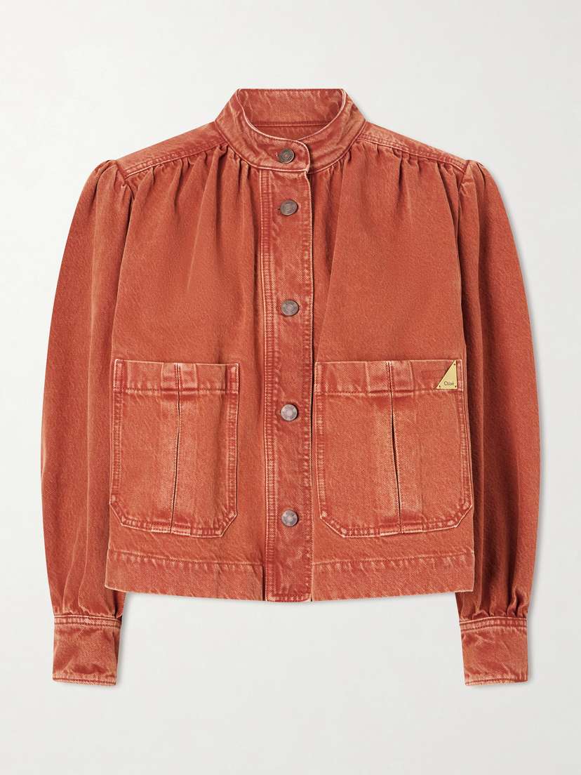 Chloé Logo-appliquéd Garment-dyed Denim Jacket | Thumbnail 6 Chloé Logo-appliquéd Garment-dyed Denim Jacket | Thumbnail 6