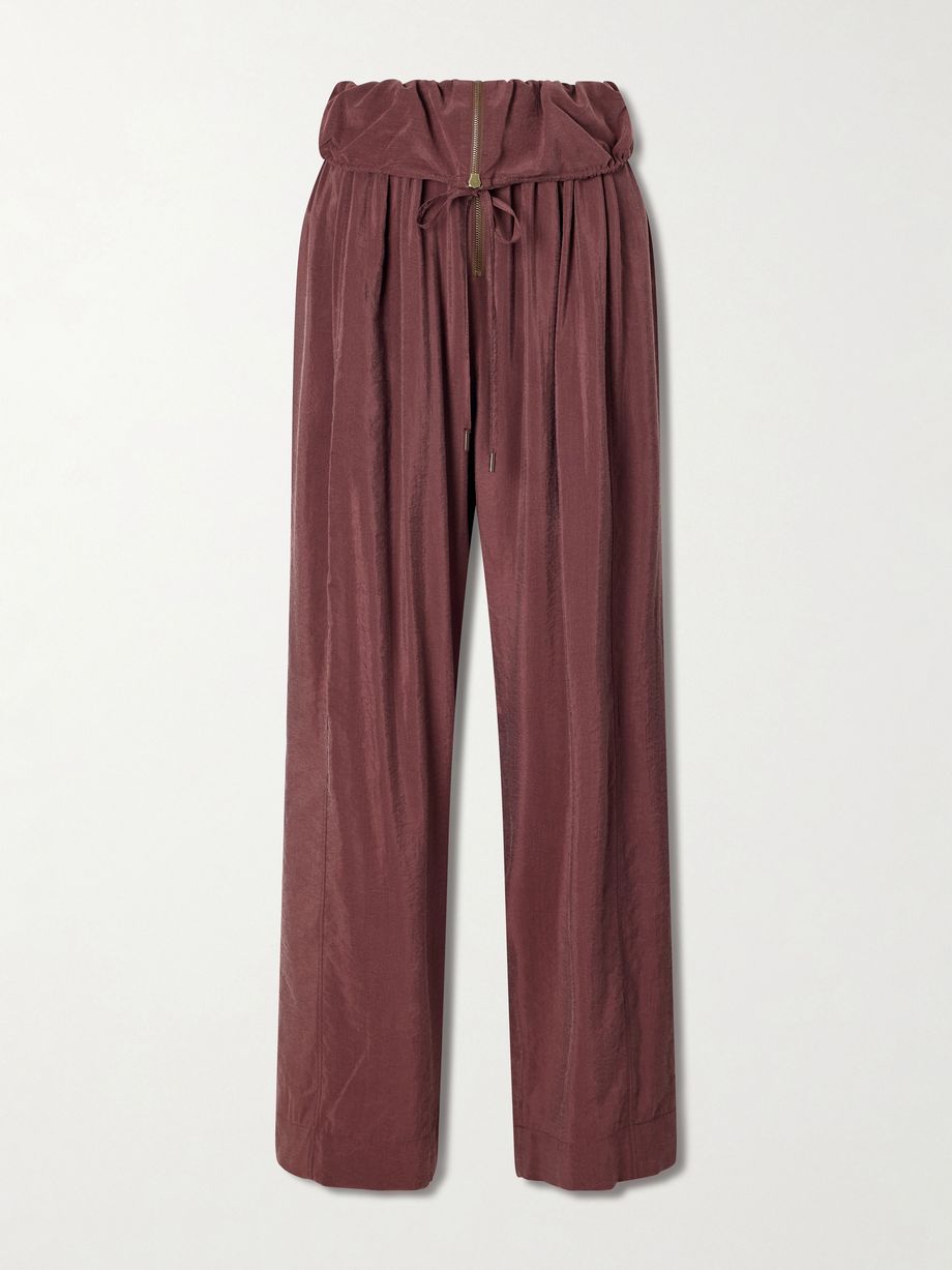 Silk-blend wide-leg pants